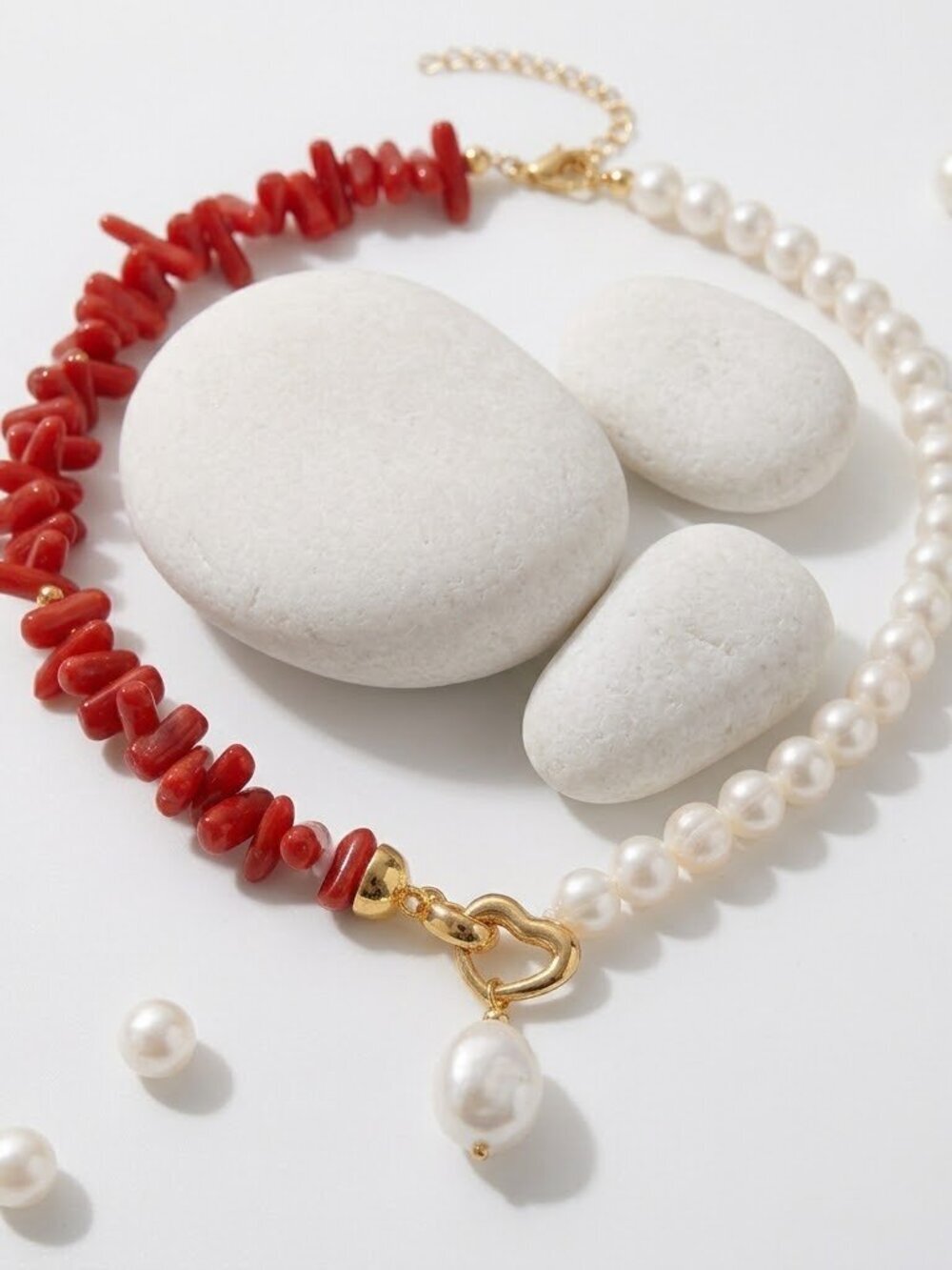 Red Coral Freshwater pearl necklace 🆕